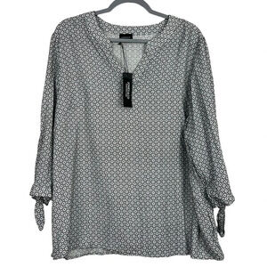 Jones New York Women's V Neck 3/4 Sleeves Blouse Size 1X NWT